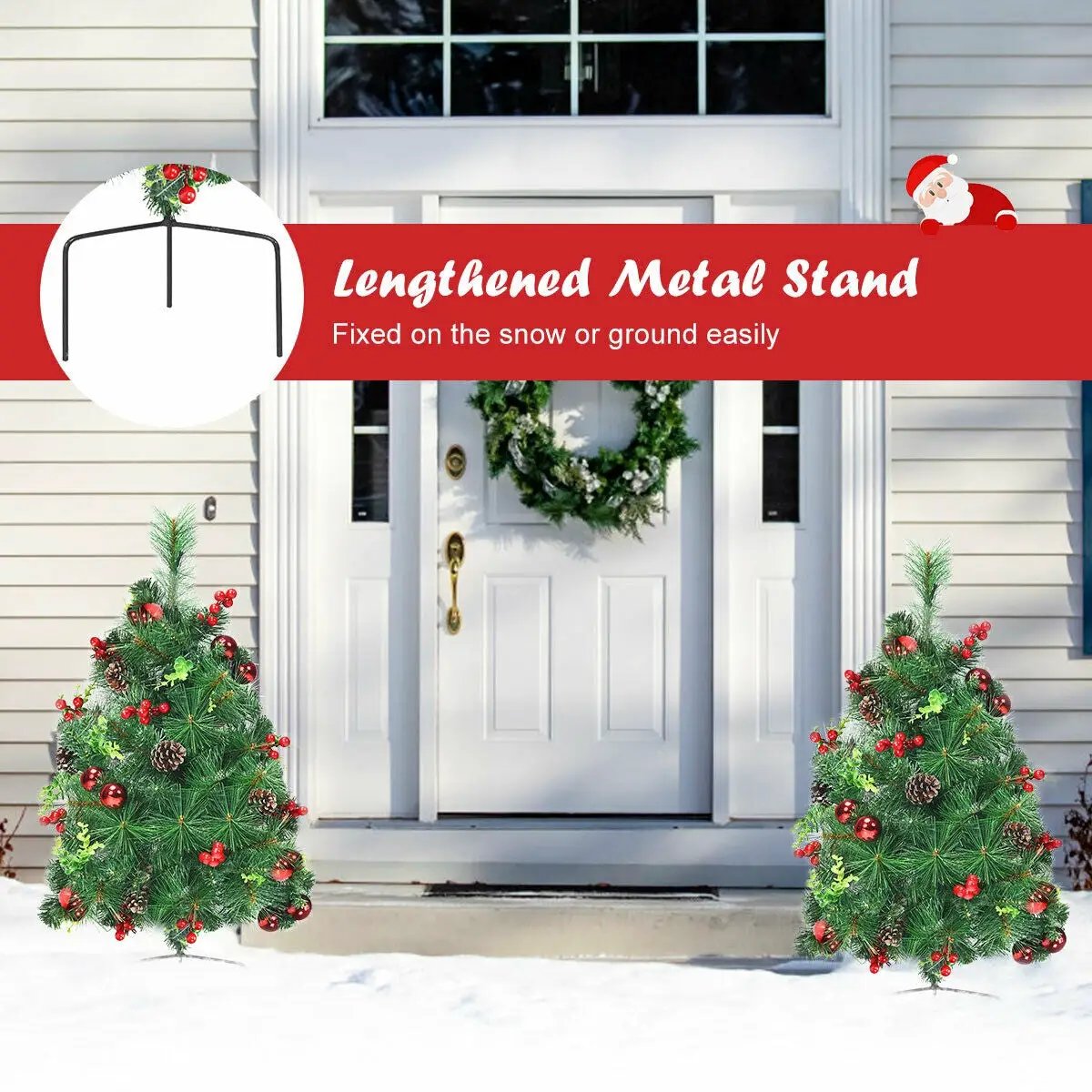 Set of 2 29 Inch Battery Powered Pre-lit Pathway Holiday Christmas Trees by DirectDeals