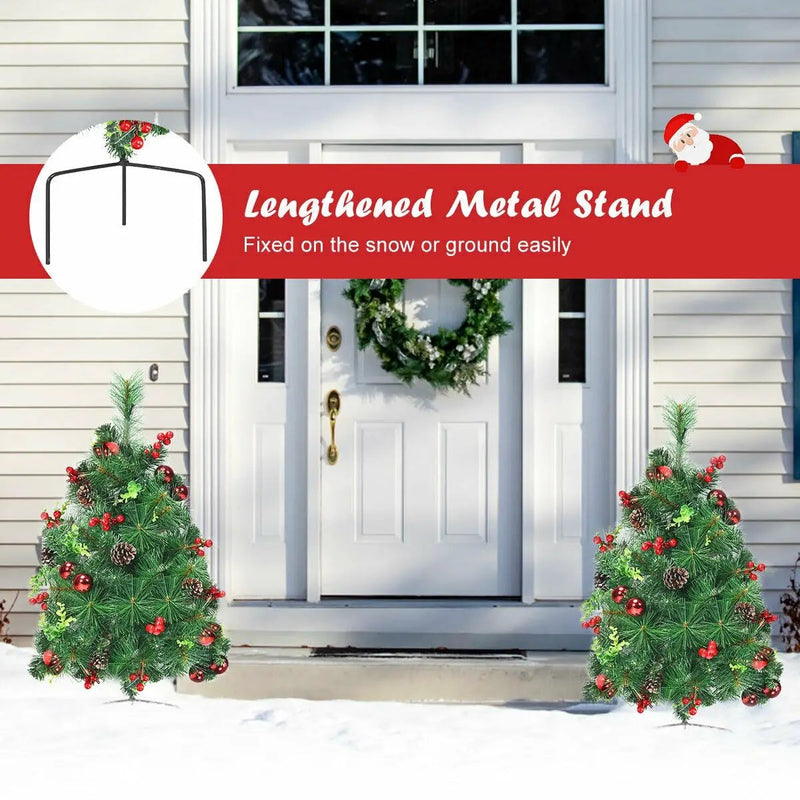 Set of 2 29 Inch Battery Powered Pre-lit Pathway Holiday Christmas Trees by DirectDeals