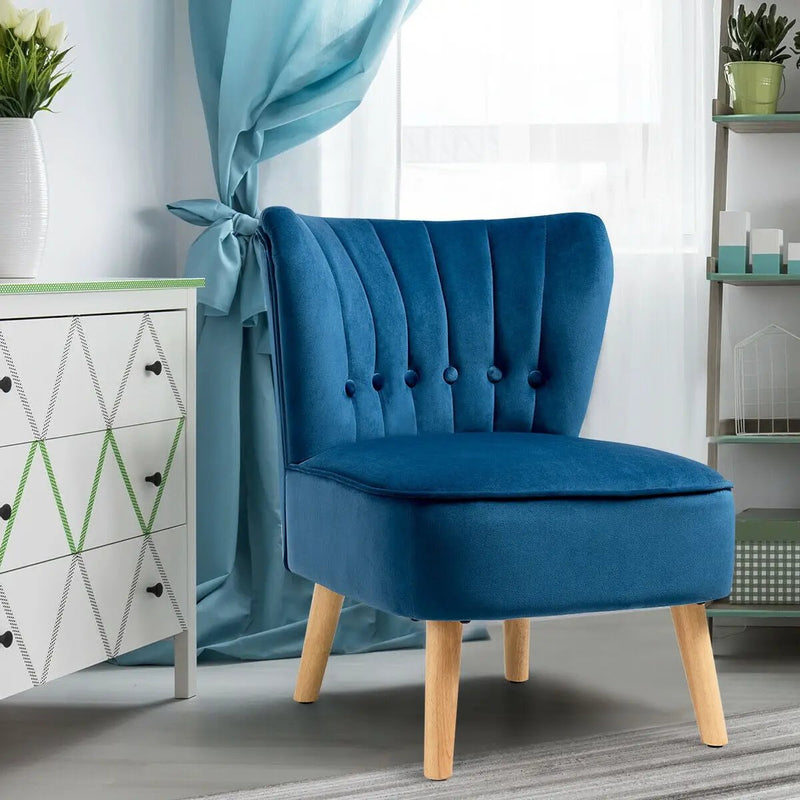 Armless Accent Chair Tufted Velvet Leisure Chair by DirectDeals