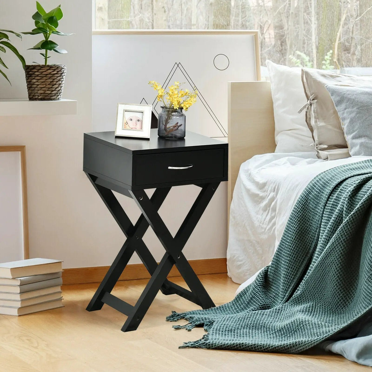 Design Sofa Side Table with X-Shape Drawer for Living Room Bedroom, photo 2 of 9