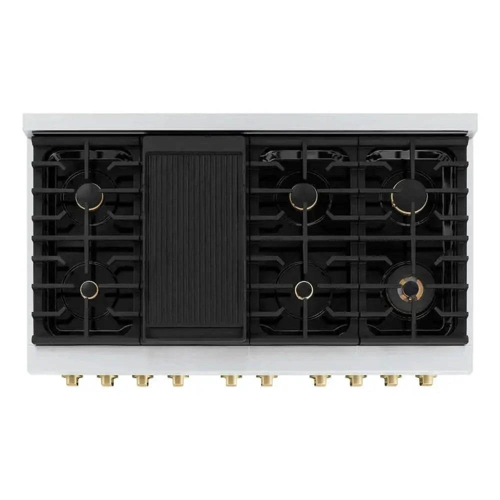 ZLINE 48"Gas Range, Convection Oven Stainless Steel, Champagne Bronze, SGRZ-48-CB by Farmhouse Kitchen and Bath