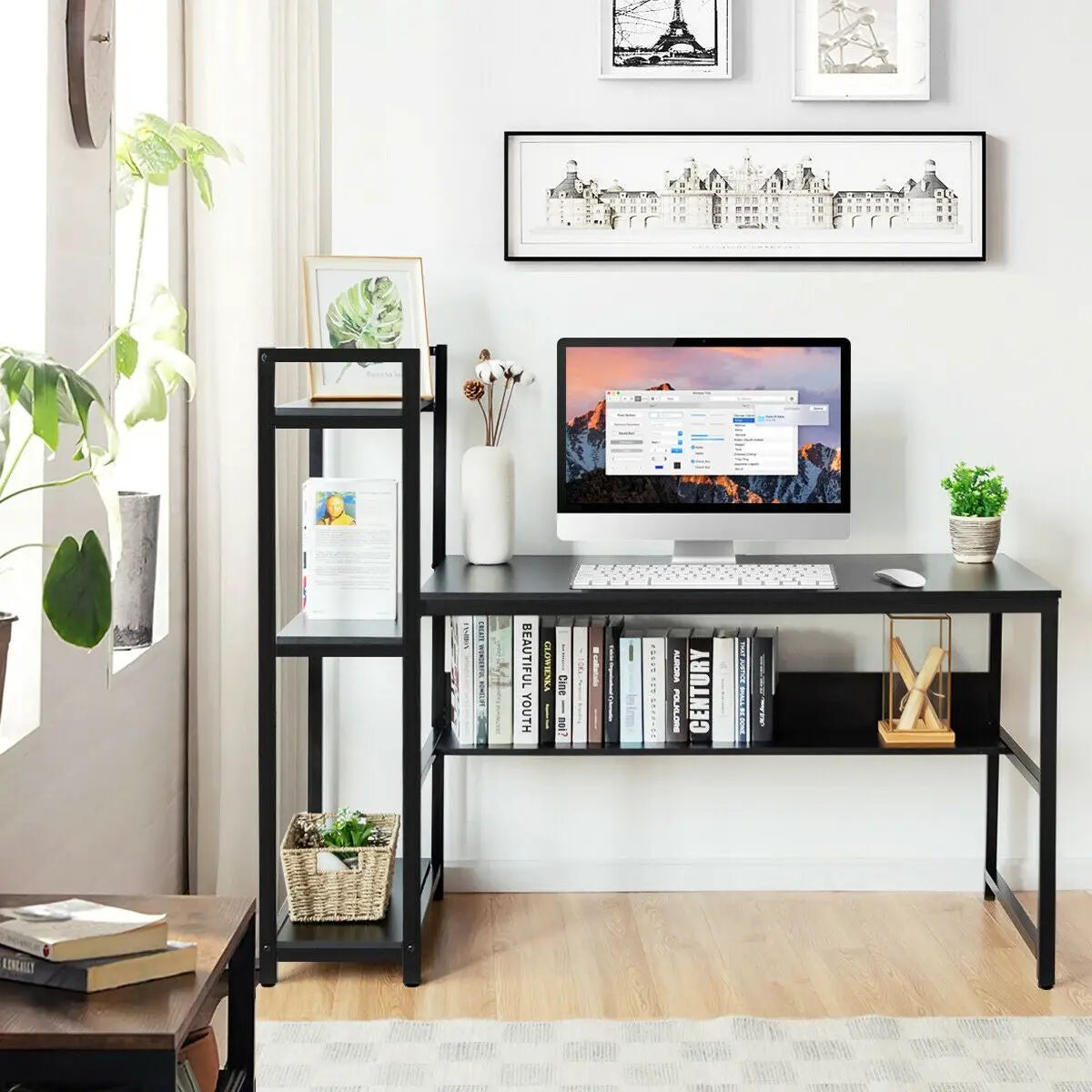 59-Inch Computer Desk Home Office Workstation 4-Tier Storage Shelves by DirectDeals