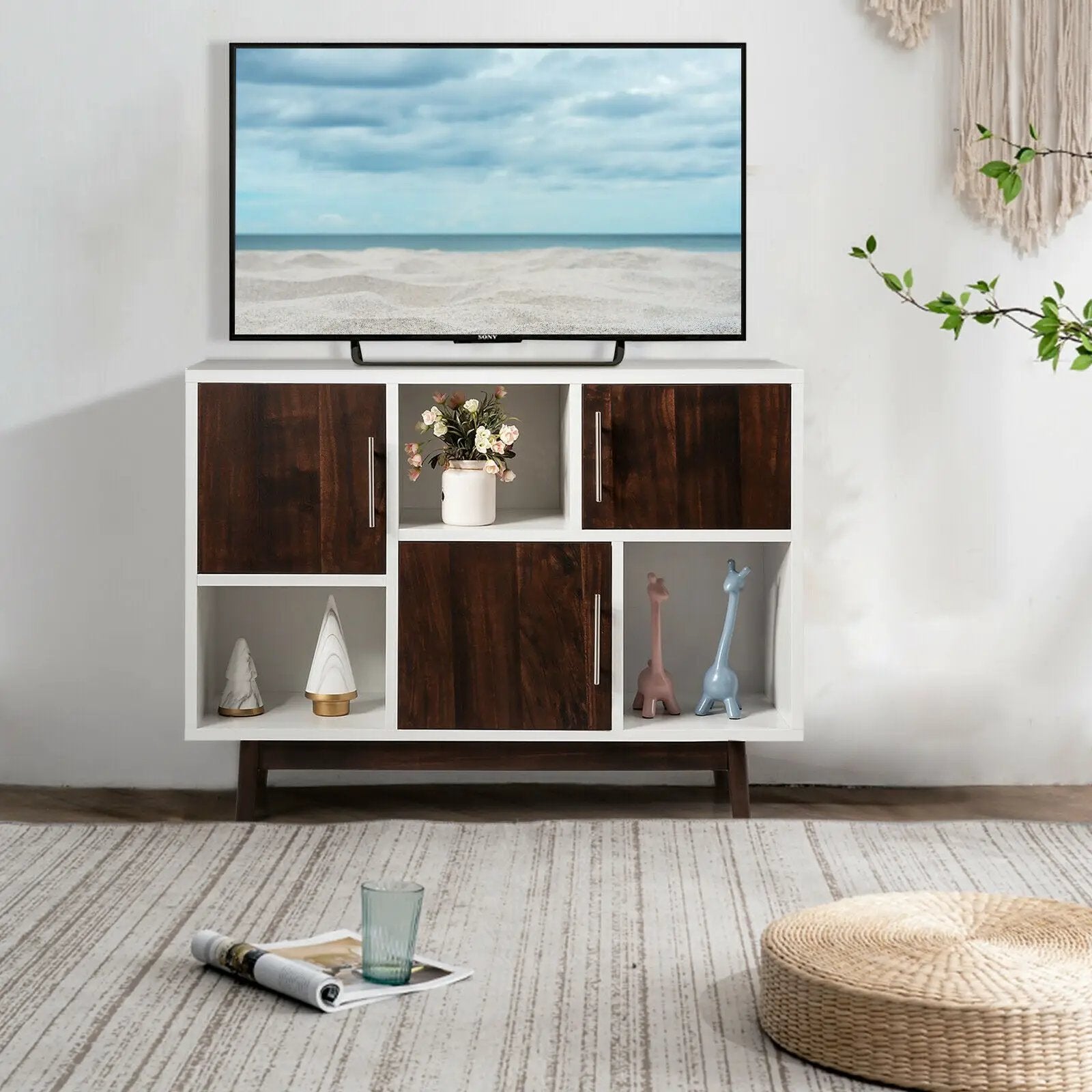 Wood Display Sideboard Storage Cabinet with Storage Compartments by DirectDeals