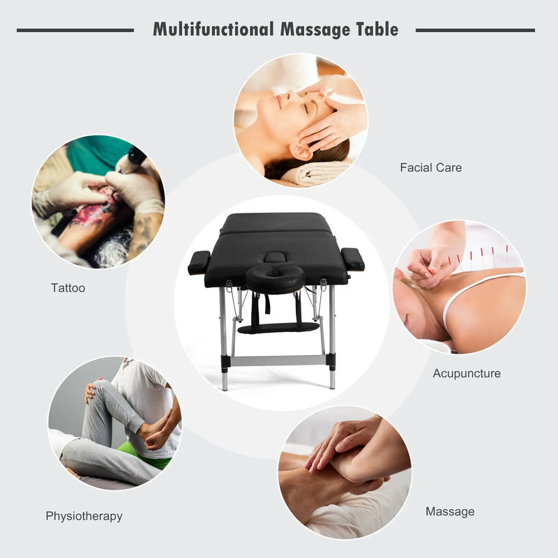 84 Inch L Portable Adjustable Massage Bed with Carry Case for Facial Salon Spa by DirectDeals