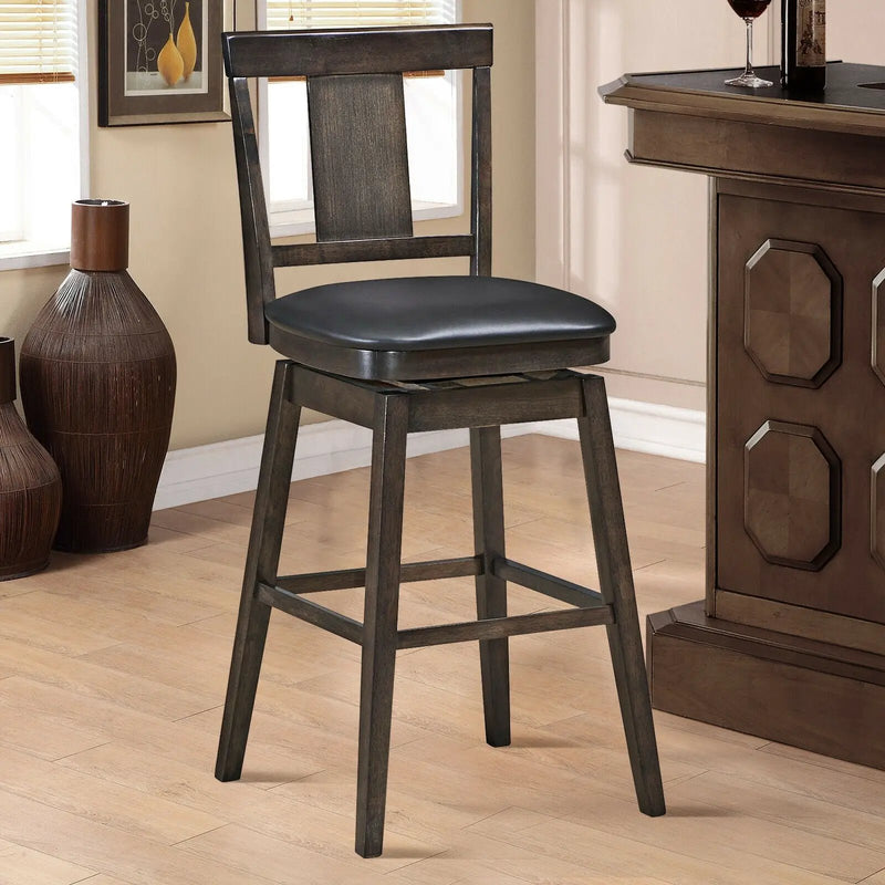 24 inch Swivel Upholstered Counter Height Bar Chair with Rubber Wood Legs by DirectDeals