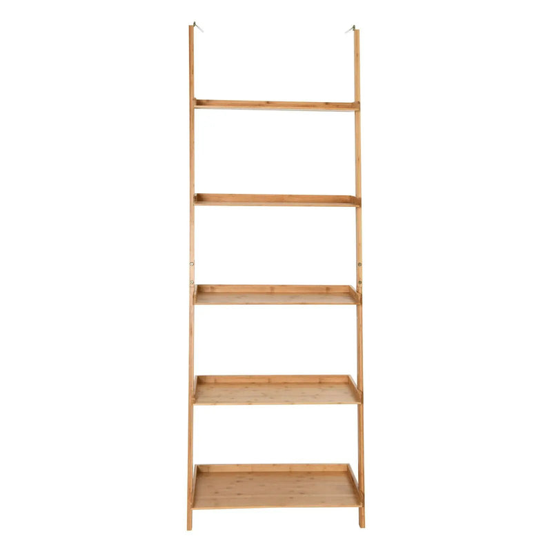 5-Tier Ladder Shelf Bamboo Bookshelf Wall-Leaning Storage Display Plant Stand-Natural by DirectDeals
