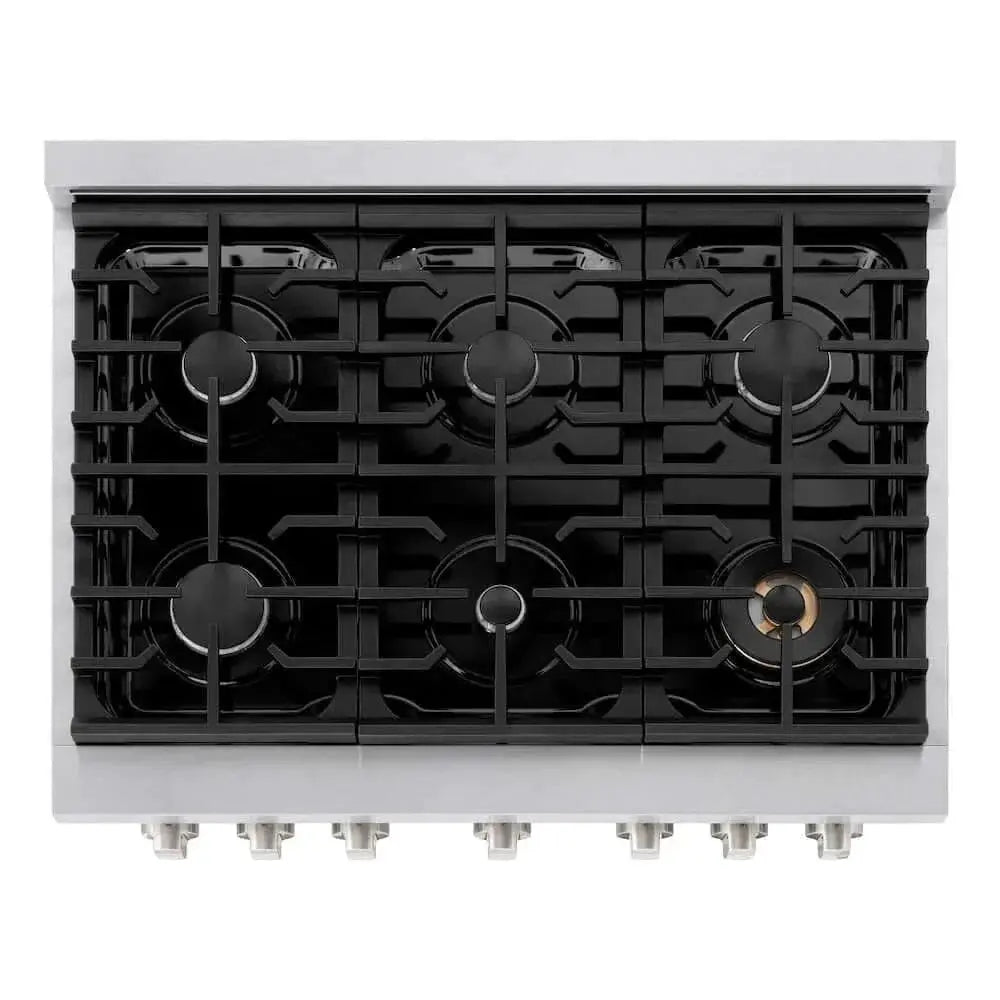 ZLINE 36"Gas Range, Convection Gas Oven, DuraSnow® Black Matte, SGRS-BLM-36 by Farmhouse Kitchen and Bath