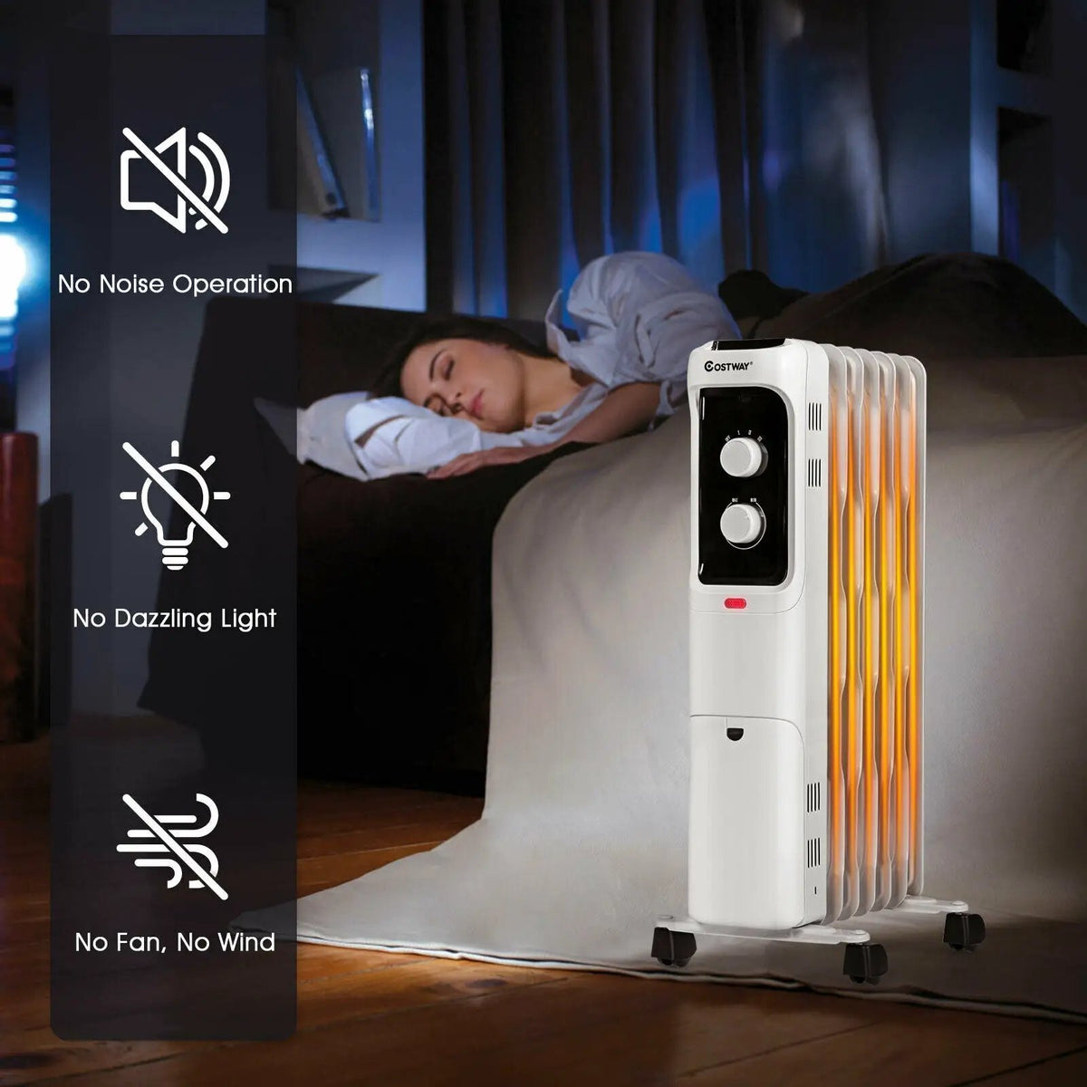 1500W Oil Filled Portable Radiator Space Heater with Adjustable Thermostat, photo 2 of 16