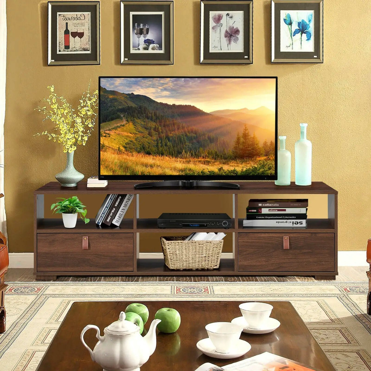 TV Stand Entertainment Media Center Console for TV's up to 60 Inch with Drawers Walnut, photo 12 of 16