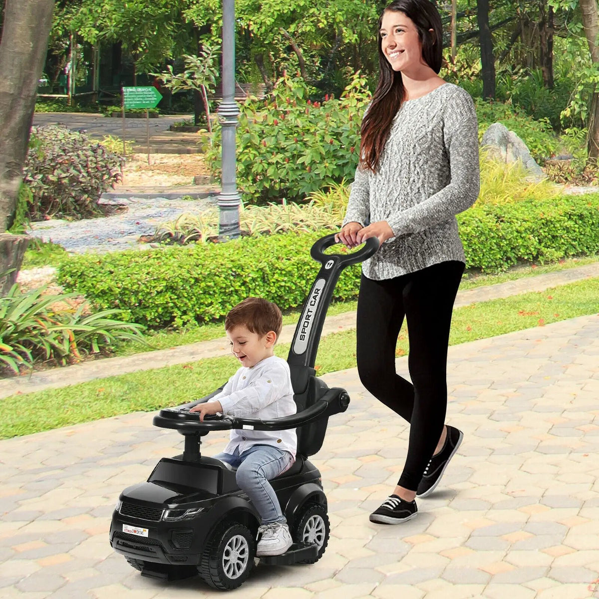3 In 1 Ride on Push Car Toddler Stroller Sliding Car with Music-Blue, photo 2 of 12