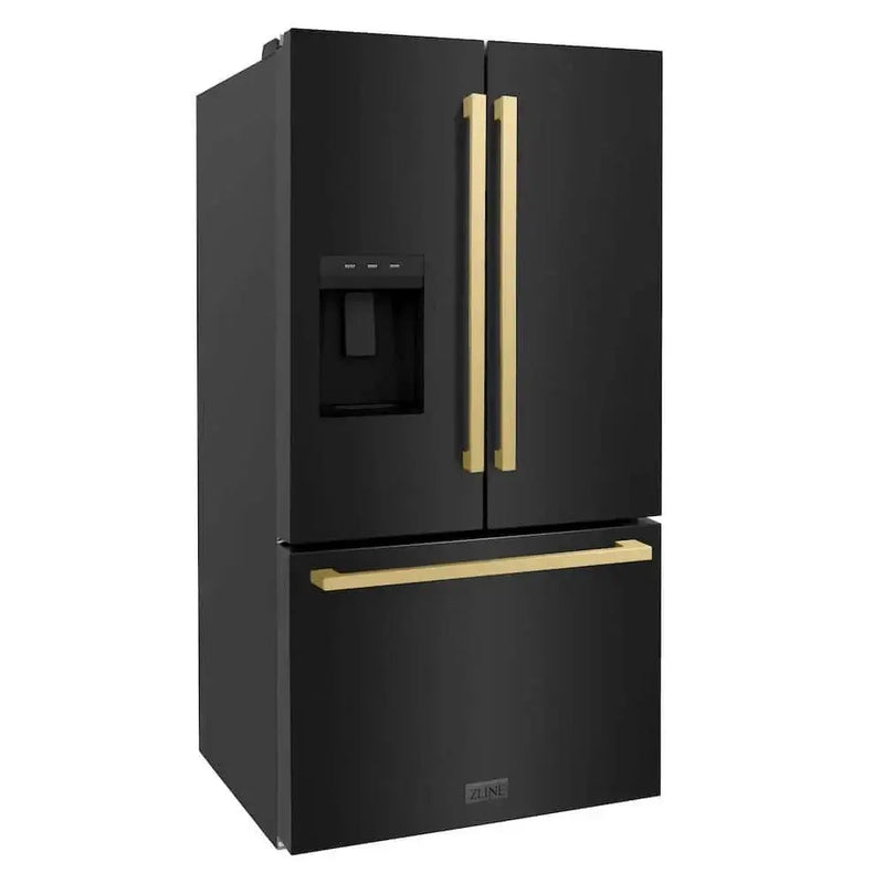 ZLINE 36" Refrigerator, Water, Ice Dispenser, Black Stainless, RSMZ-W36-BS-FCB by Farmhouse Kitchen and Bath