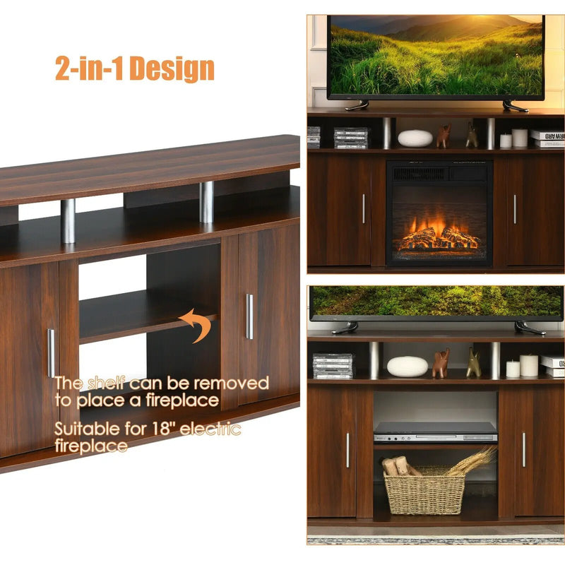 63 Inch TV Entertainment Console Center with 2 Cabinets by DirectDeals