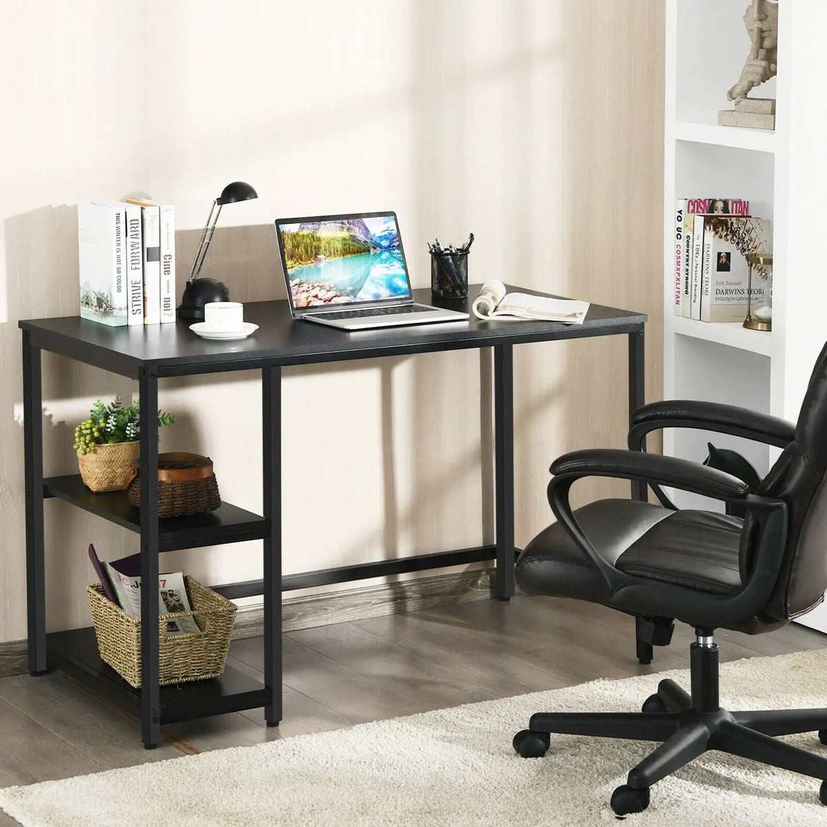 47 Inch Computer Desk Office Study Table Workstation Home with Adjustable Shelf Black, photo 14 of 16