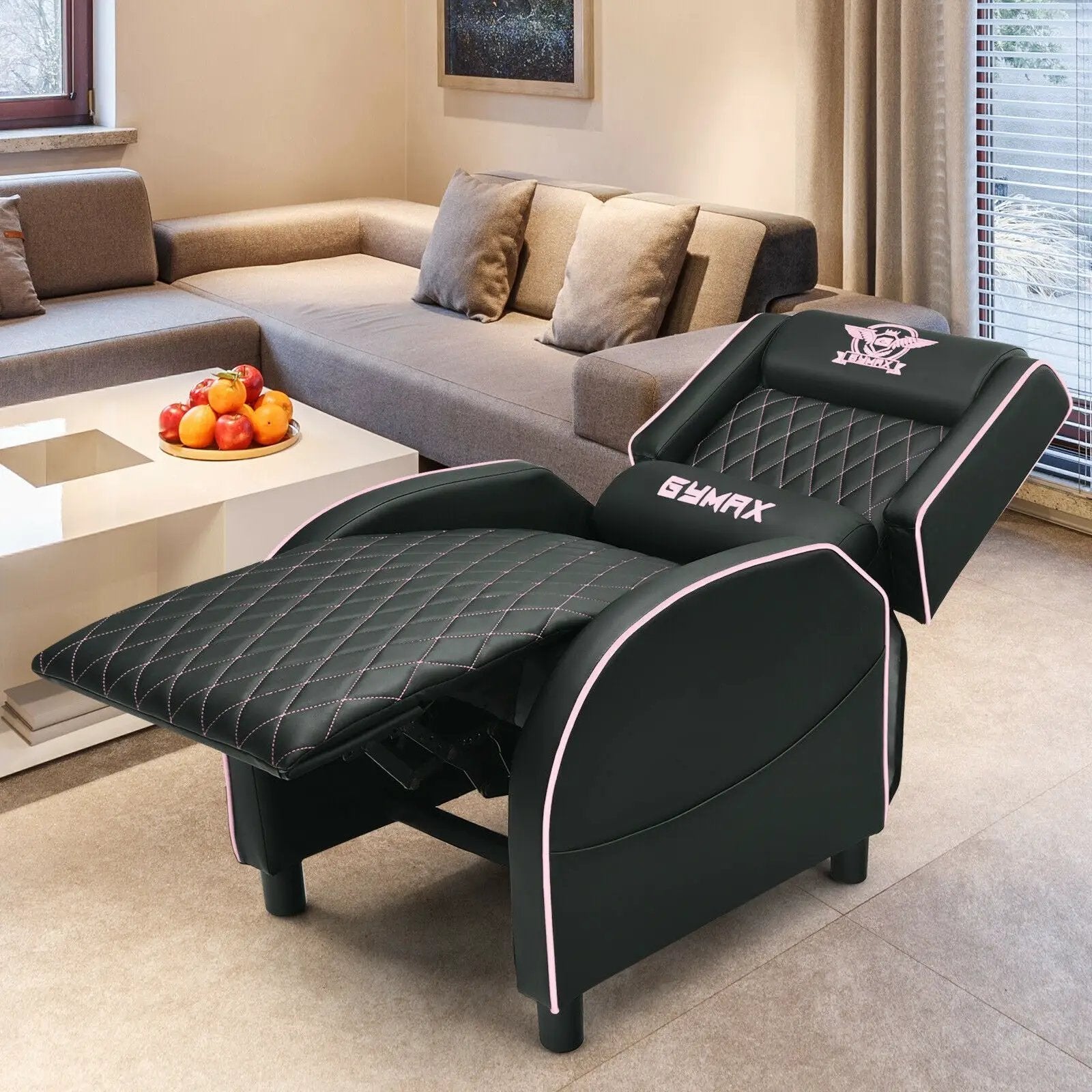 Massage Gaming Recliner Chair with Headrest and Adjustable Backrest for Home Theater by DirectDeals
