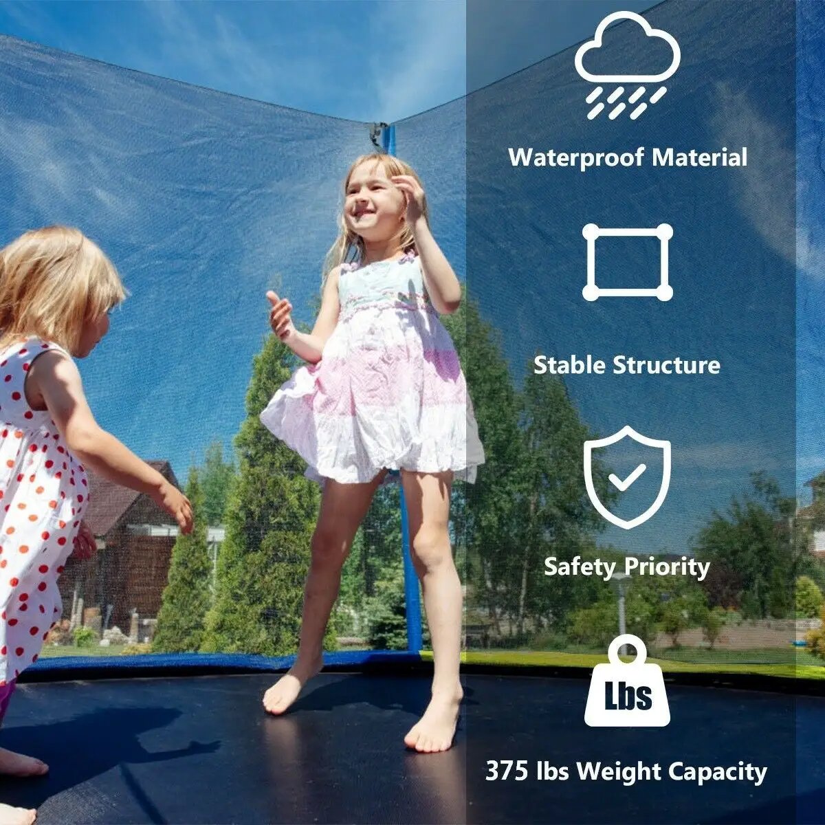 14 Feet Trampoline with Safety Enclosure Net and Ladder Outdoor for Kids Adults by DirectDeals