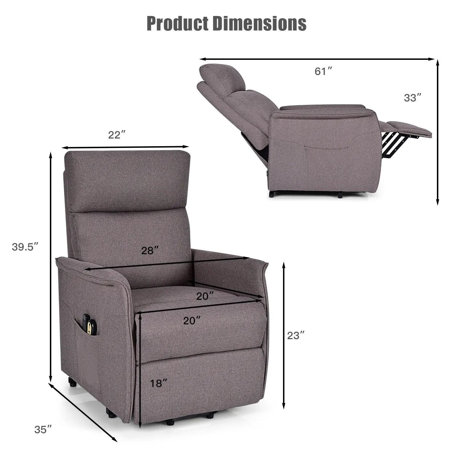 Power Lift Massage Recliner Chair for Elderly with Heavy Padded Cushion by DirectDeals