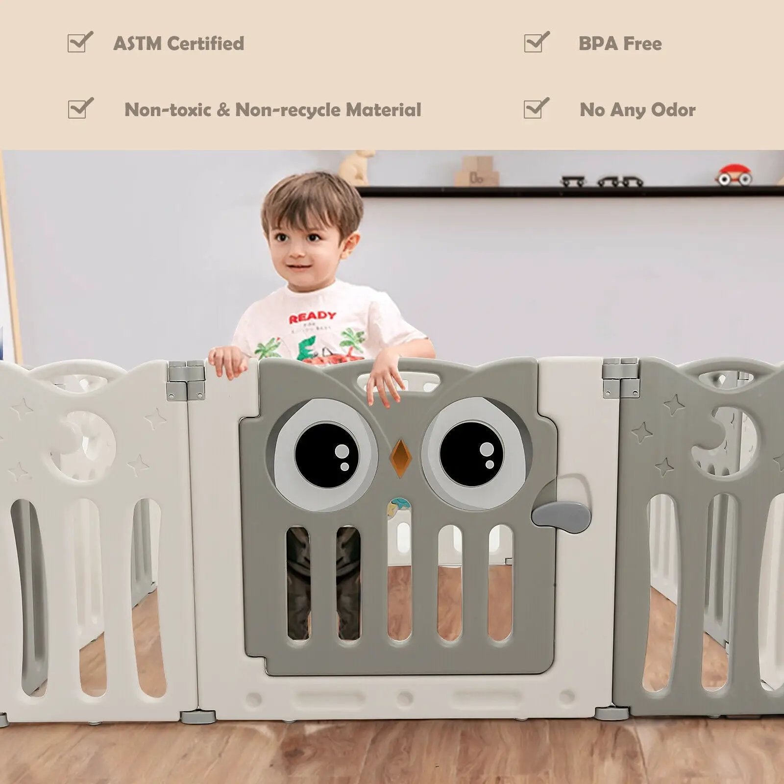 14-Panel Baby Playpen Kids Activity Center Foldable Play Yard with Lock Door by DirectDeals