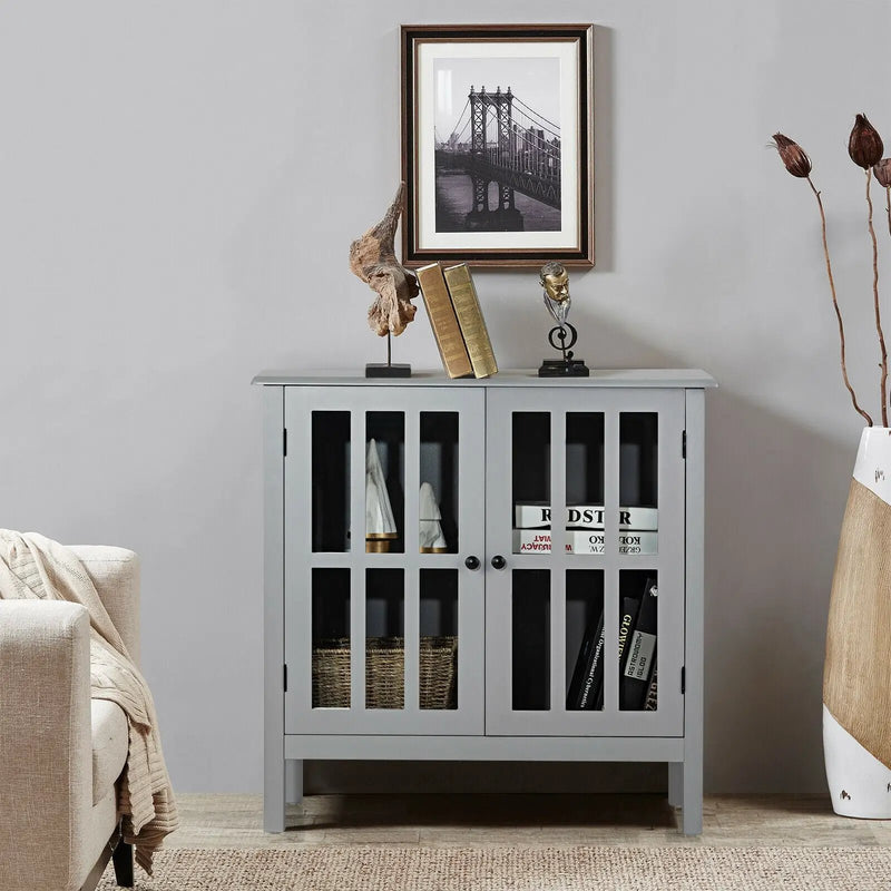 Glass Door Sideboard Console Storage Buffet Cabinet by DirectDeals
