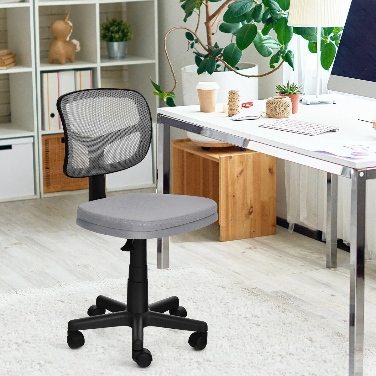 Armless Computer Chair with Height Adjustment and Breathable Mesh for Home Office, photo 15 of 40