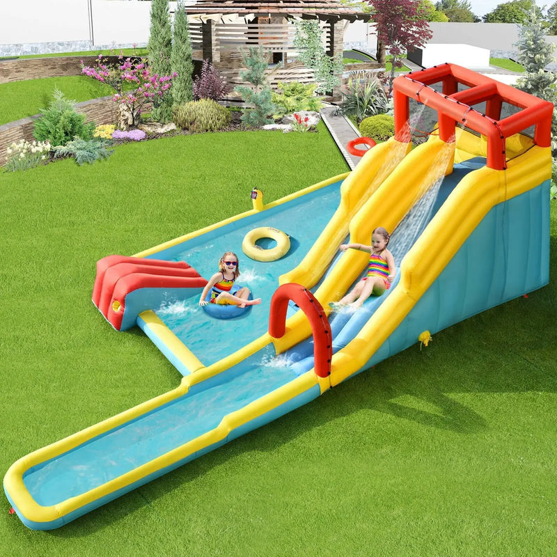 7-in-1 Inflatable Dual Slide Water Park Bounce House Without Blower by DirectDeals