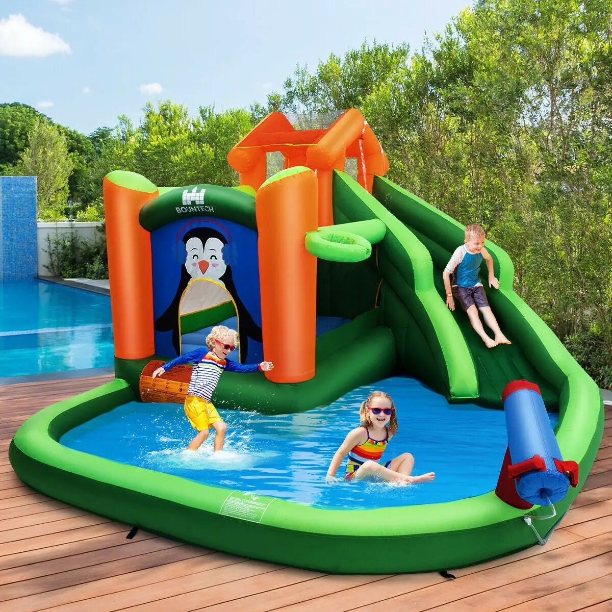 Inflatable Slide Bouncer and Water Park Bounce House Without Blower by DirectDeals
