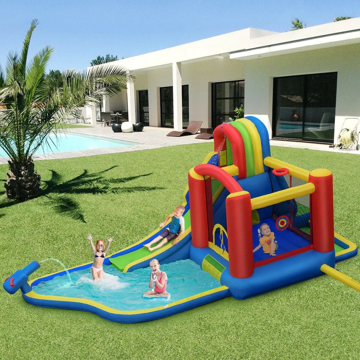 Inflatable Kid Bounce House Slide Climbing Splash Park Pool Jumping Castle Without Blower by DirectDeals