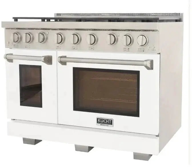 Kucht 48" Freestanding Professional Gas Range Liquid Propane KFX4800X/LP-W by Farmhouse Kitchen and Bath