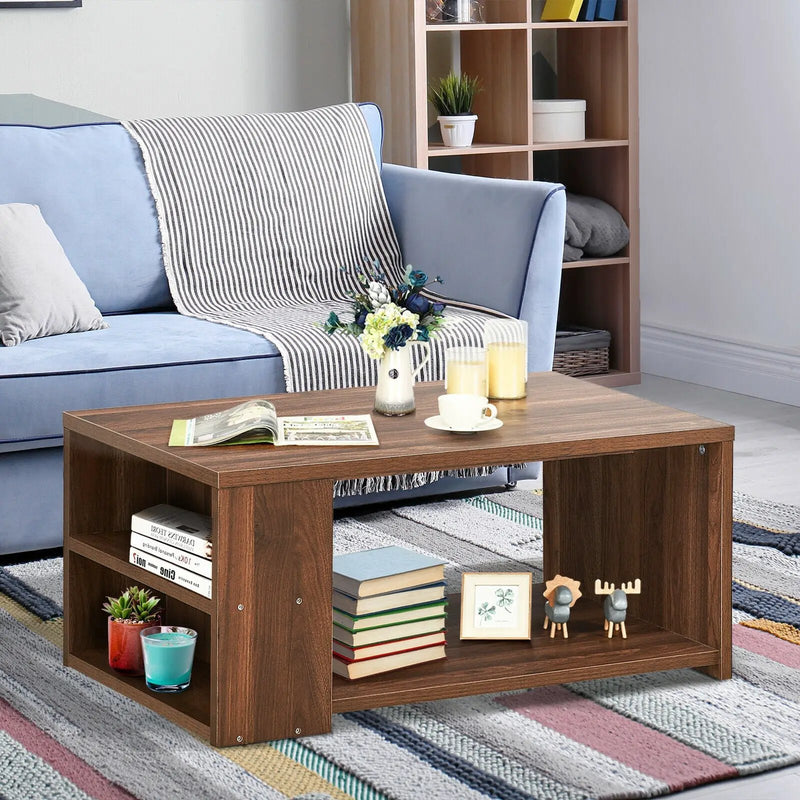 Coffee Table Sofa Side Table with Storage Shelves by DirectDeals