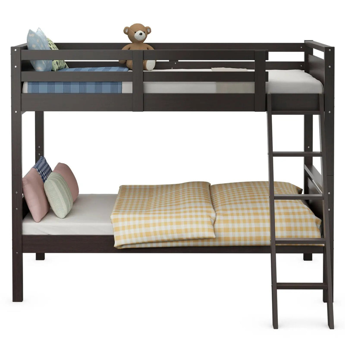 Twin Over Twin Bunk Bed Convertible 2 Individual Beds Wooden, photo 3 of 10