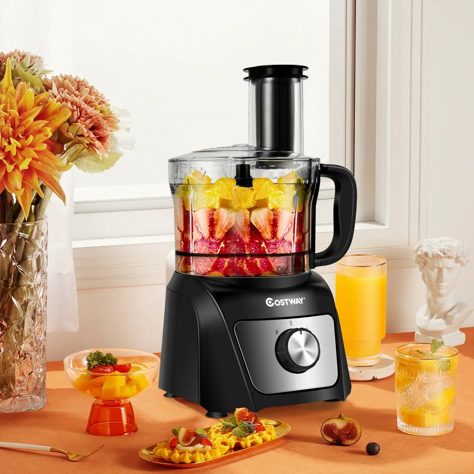 8 Cup Food Processor 500W Variable Speed Blender Chopper with 3 Blades by DirectDeals