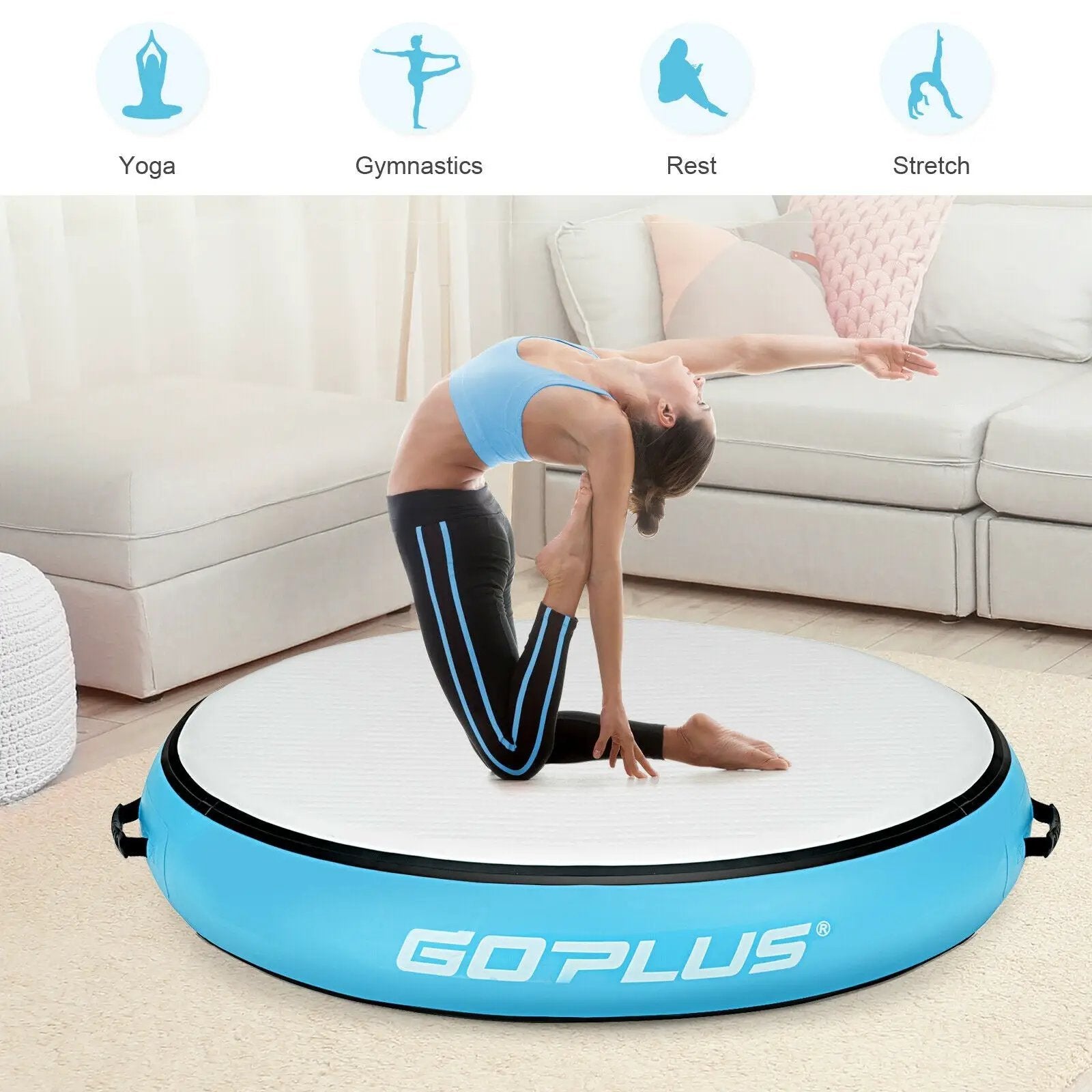 40 Inch Inflatable Round Gymnastic Mat with Electric Pump by DirectDeals