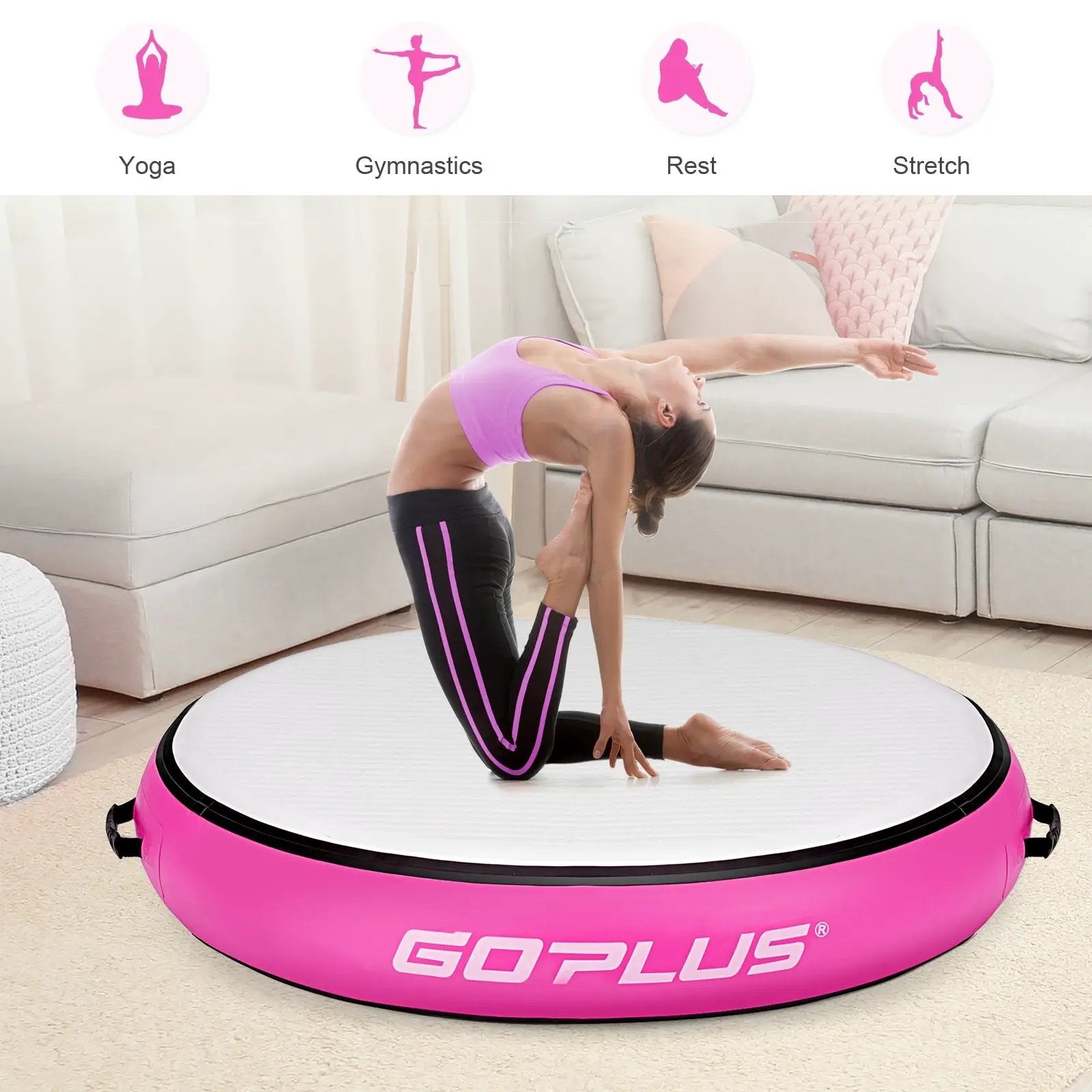 40 Inch Inflatable Round Gymnastic Mat with Electric Pump by DirectDeals