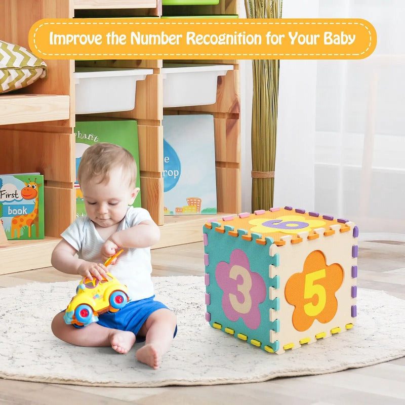 75 Pieces Baby Foam Interlocking Play Mat with Fence with Detachable Numbers by DirectDeals
