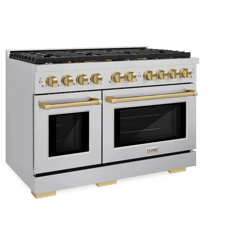 ZLINE 48"Paramount Dual Fuel Range Stainless Steel Champagne Bronze SDRZ-48-CB by Farmhouse Kitchen and Bath
