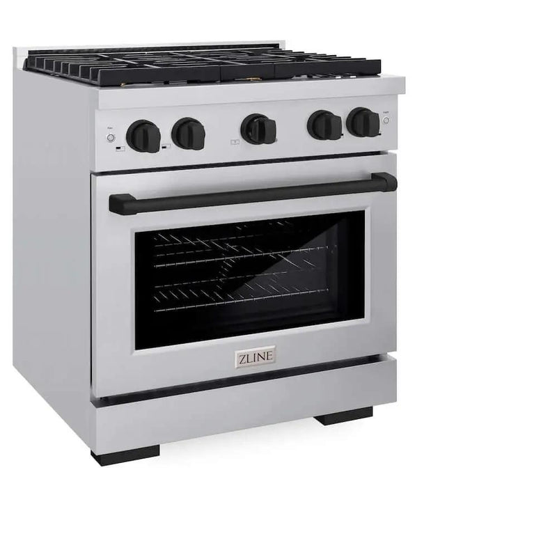 ZLINE 30"Gas Range, Convection Oven Stainless Steel, Matte Black, SGRZ-30-MB by Farmhouse Kitchen and Bath
