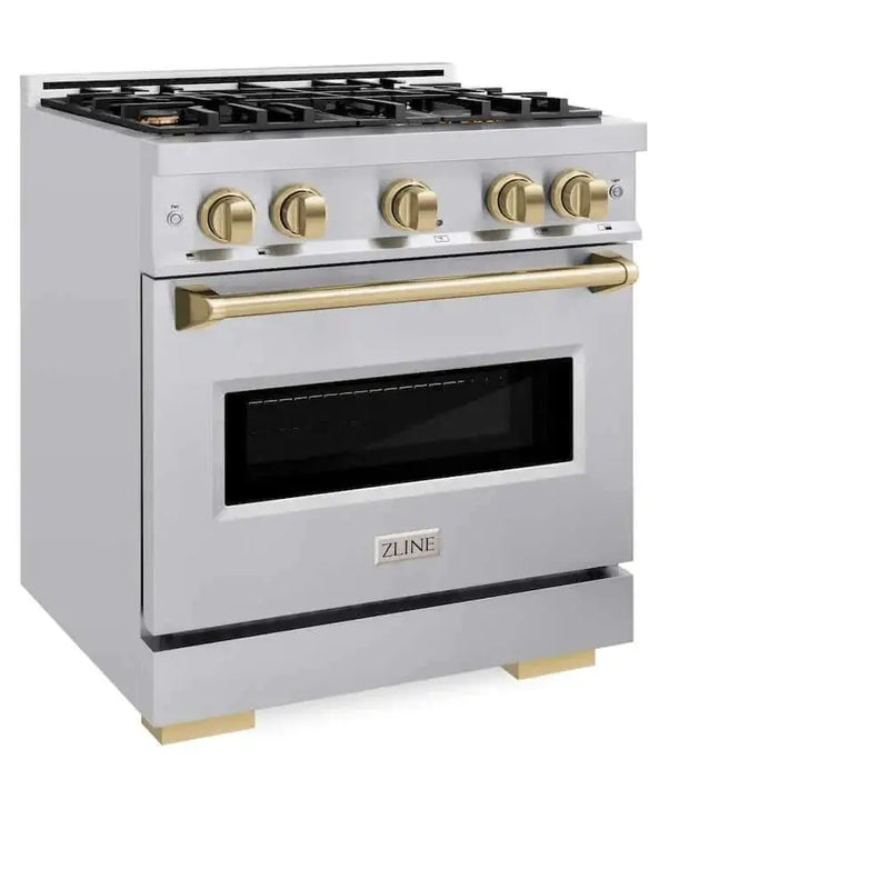 ZLINE 30" Classic Gas Range, Convection Gas Oven Stainless Steel, Champagne Bronze CGRZ-30-CB by Farmhouse Kitchen and Bath