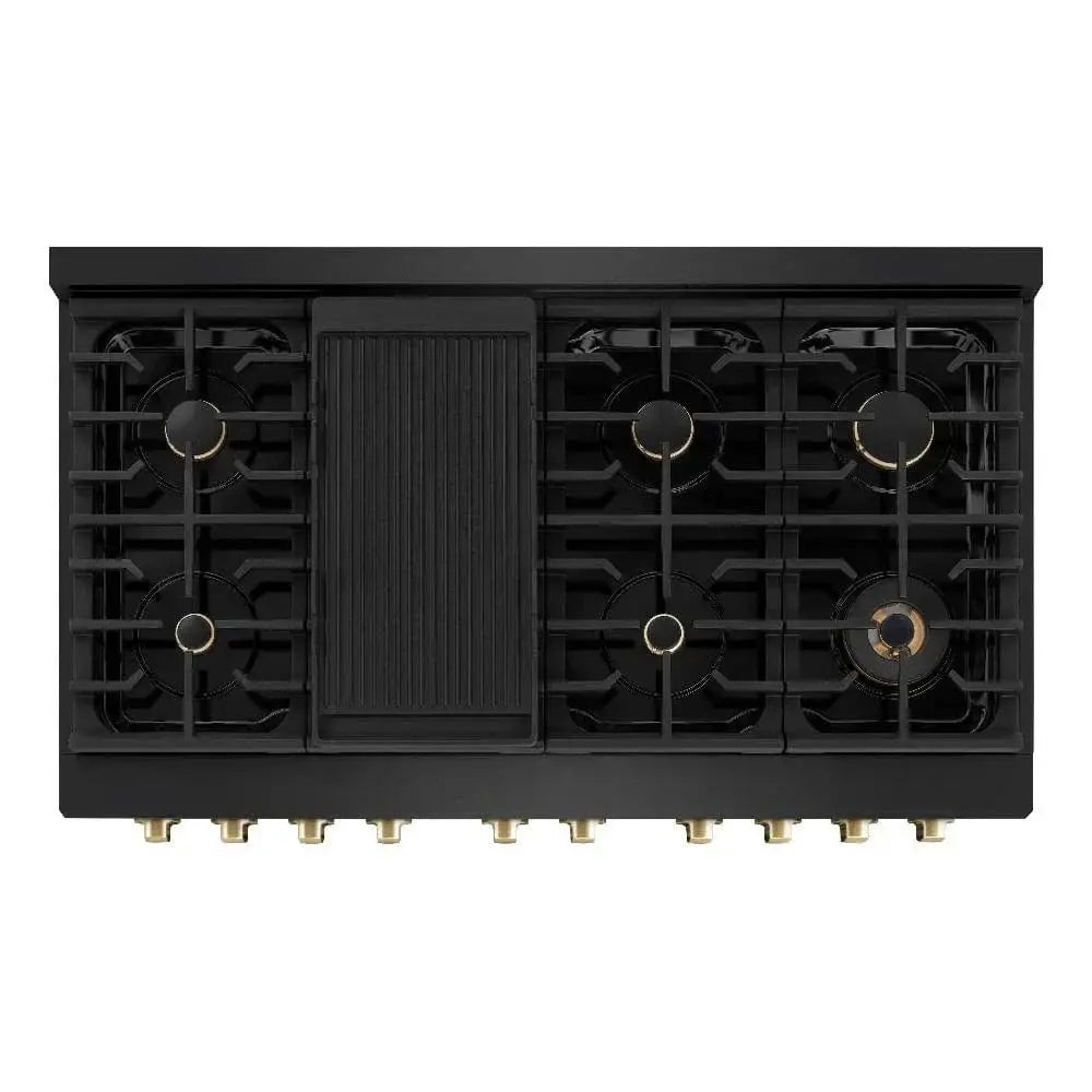 ZLINE 48"Paramount Dual Fuel Range Black Stainless Steel, Gold SDRBZ-48-G by Farmhouse Kitchen and Bath