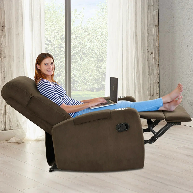 Recliner Chair Single Sofa Lounger with Arm Storage and Cup Holder for Living Room by DirectDeals