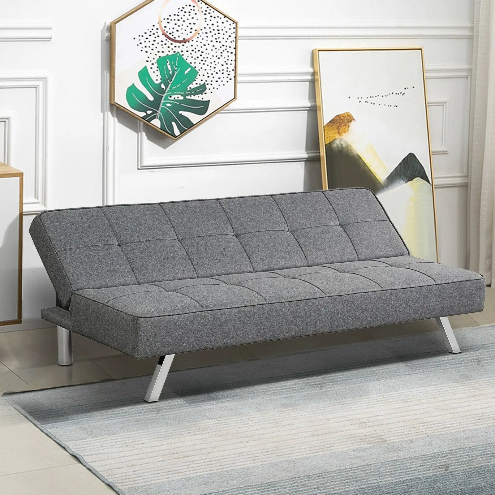 3-Seat Convertible Sofa Bed with High-Density Sponge for Living Room by DirectDeals