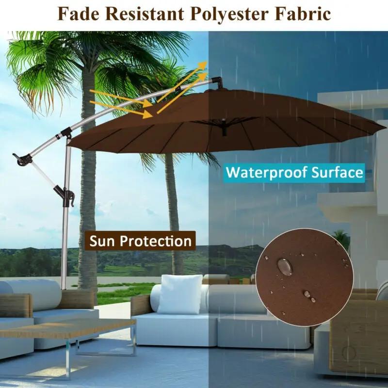 10 Feet Patio Offset Umbrella Market Hanging Umbrella for Backyard Poolside Lawn Garden by DirectDeals