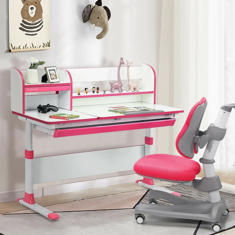 Adjustable Height Study Desk with Drawer and Tilted Desktop for School and Home by DirectDeals