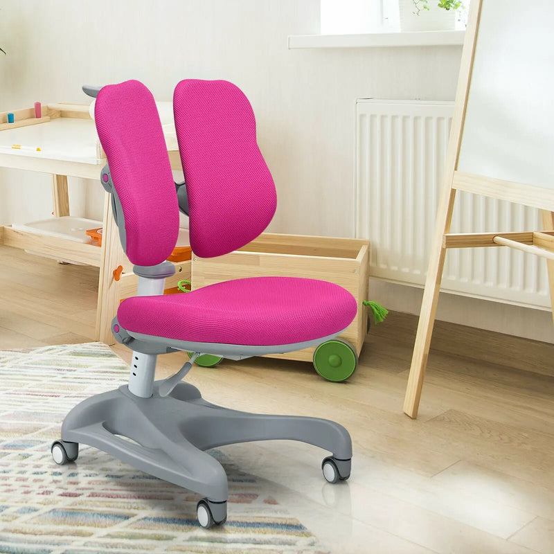 Adjustable Height Student Chair with Sit-Brake Casters and Lumbar Support for Home and School by DirectDeals