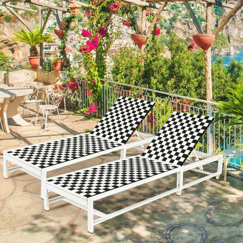 Patio Adjustable Reclining Chair Lounge Chair Chaise for Garden Deck Wheel by DirectDeals