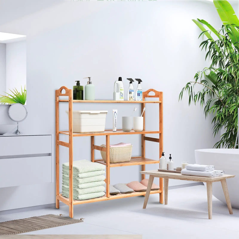 4 Tiers Multifunction Bamboo Storage Shoe Rack for Entryway Hallway by DirectDeals
