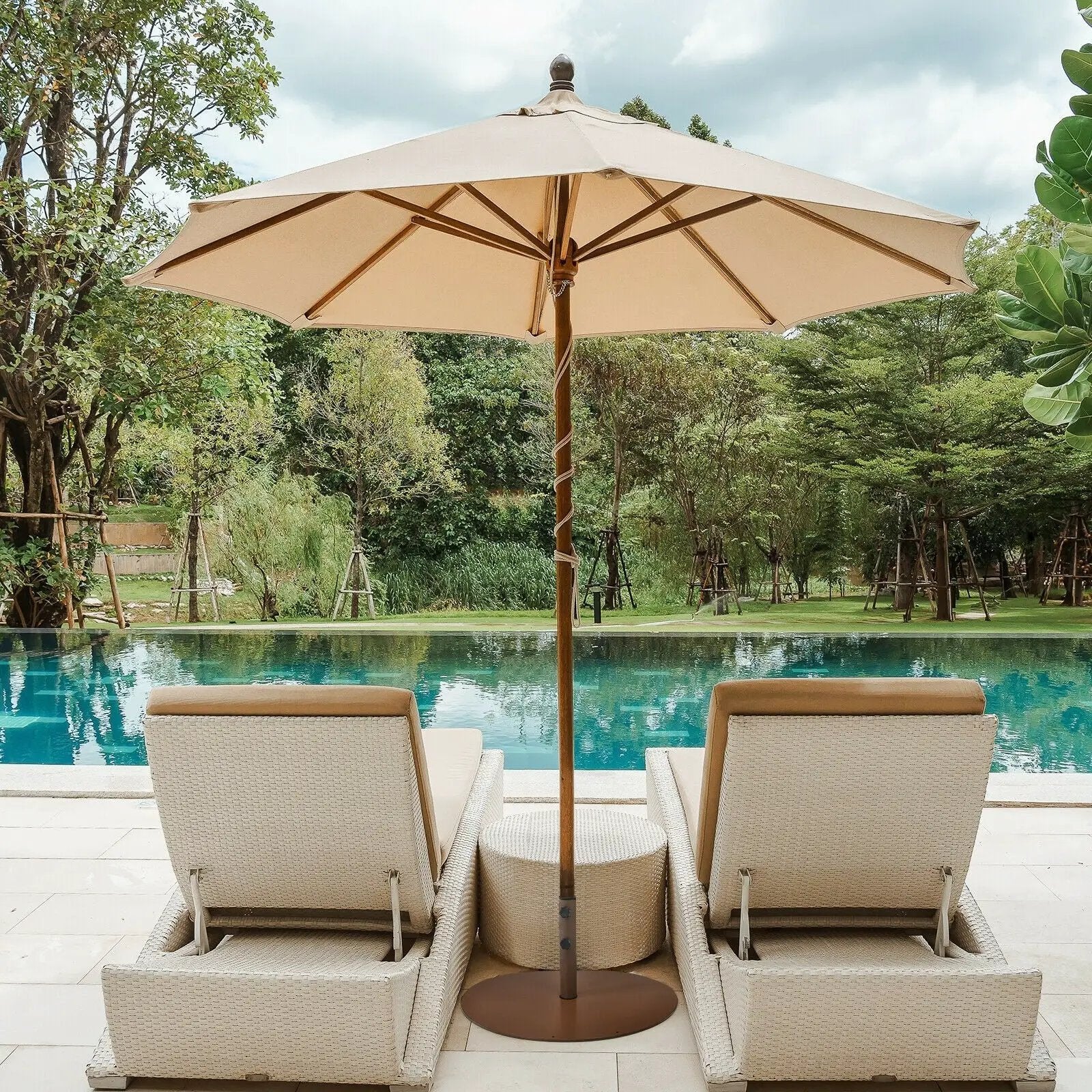 29.5 Inch Outdoor Steel Umbrella Base Stand for Backyard and Poolside by DirectDeals