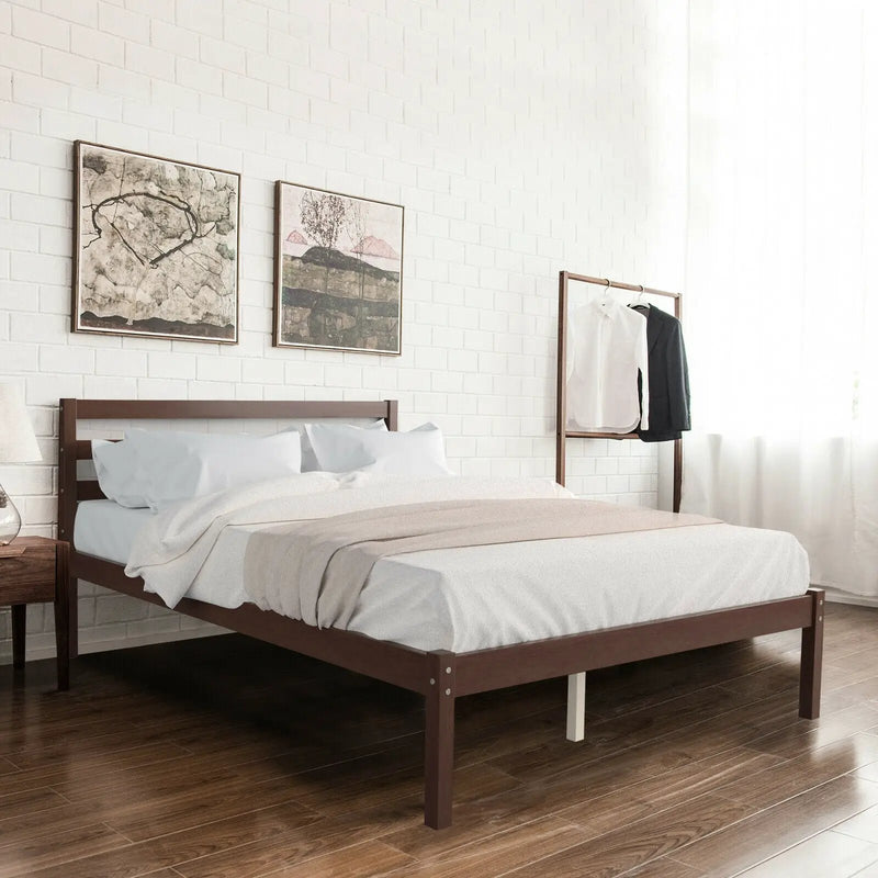 Full Size Bed frame Foundation with Solid Wooden Slat Suppor by DirectDeals