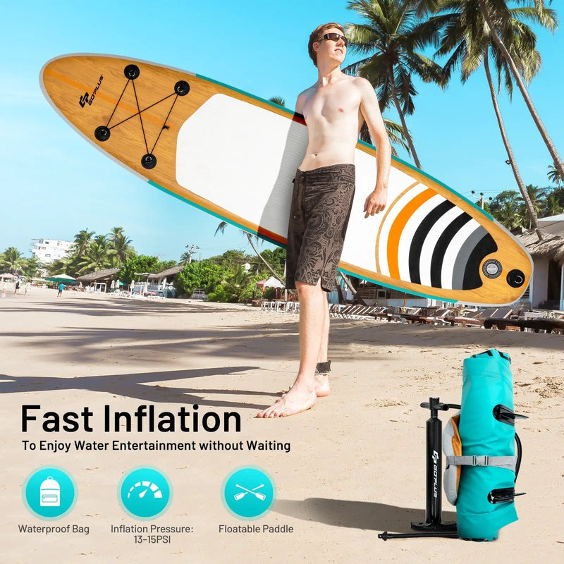 10' Inflatable Stand up Paddle Board Surfboard SUP with Bag by DirectDeals