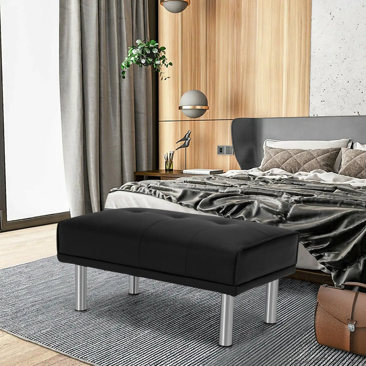 Rectangle Tufted Ottoman with Stainless Steel Legs for Living Room, photo 11 of 16