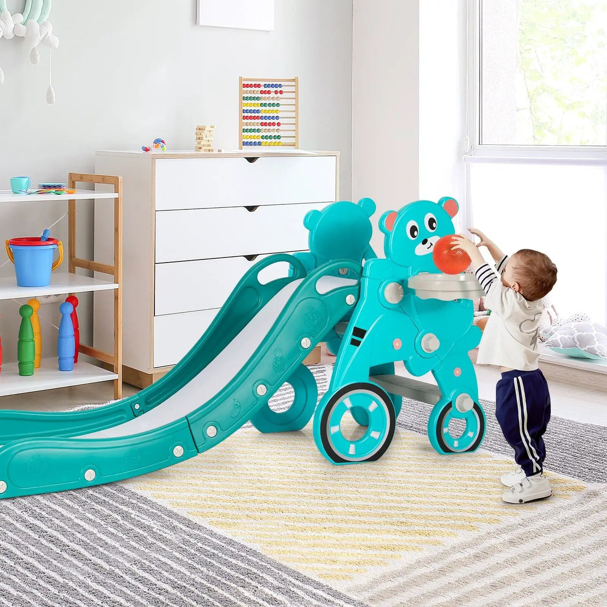 4-in-1 Foldable Baby Slide Toddler Climber Slide PlaySet with Ball, photo 6 of 24