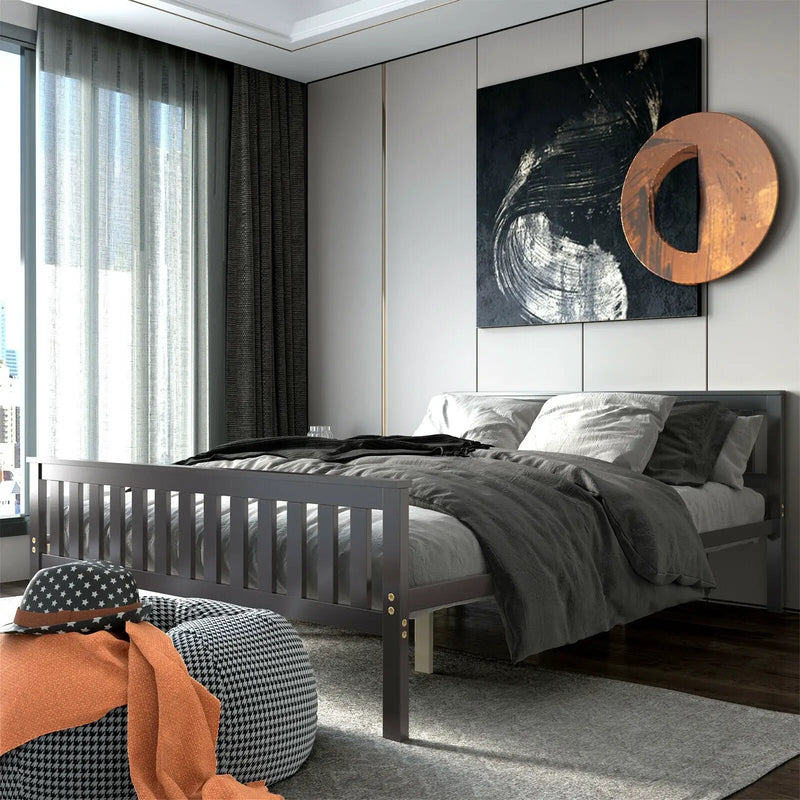 Queen Wood Platform Bed with Headboard by DirectDeals